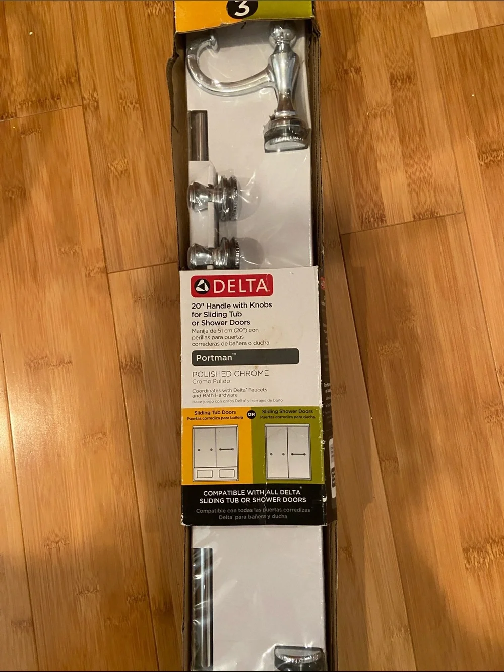 Delta Polished Chrome Shower Door Handle and Knobs Set